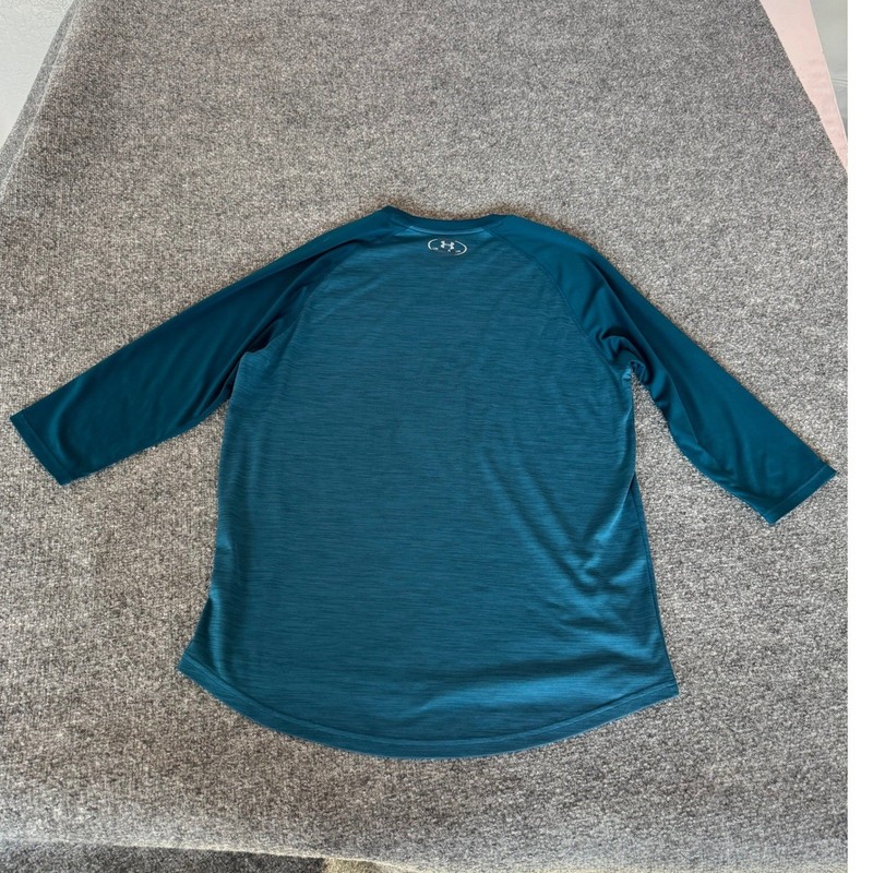 Under Armour Men's Teal Heathered 3/4 Sleeve Athletic T-Shirt SZ Large gallery