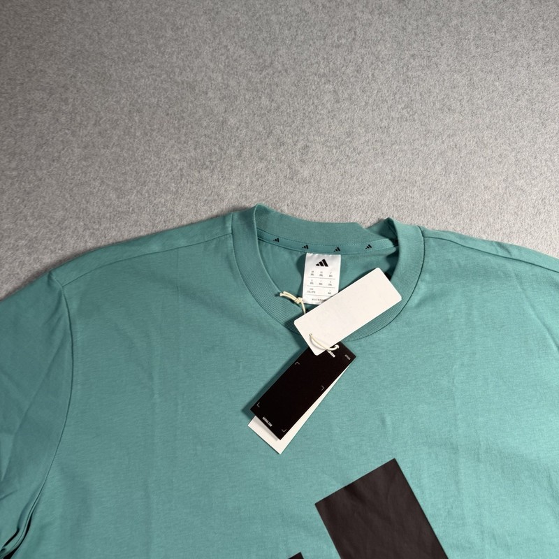 Adidas Sport Shirt Mens 2XL Teal/Black Cotton Short Sleeve Cotton Multi Logo gallery