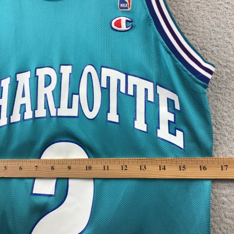 90s Vintage Charlotte Hornets Larry Johnson Jersey size 36 gallery