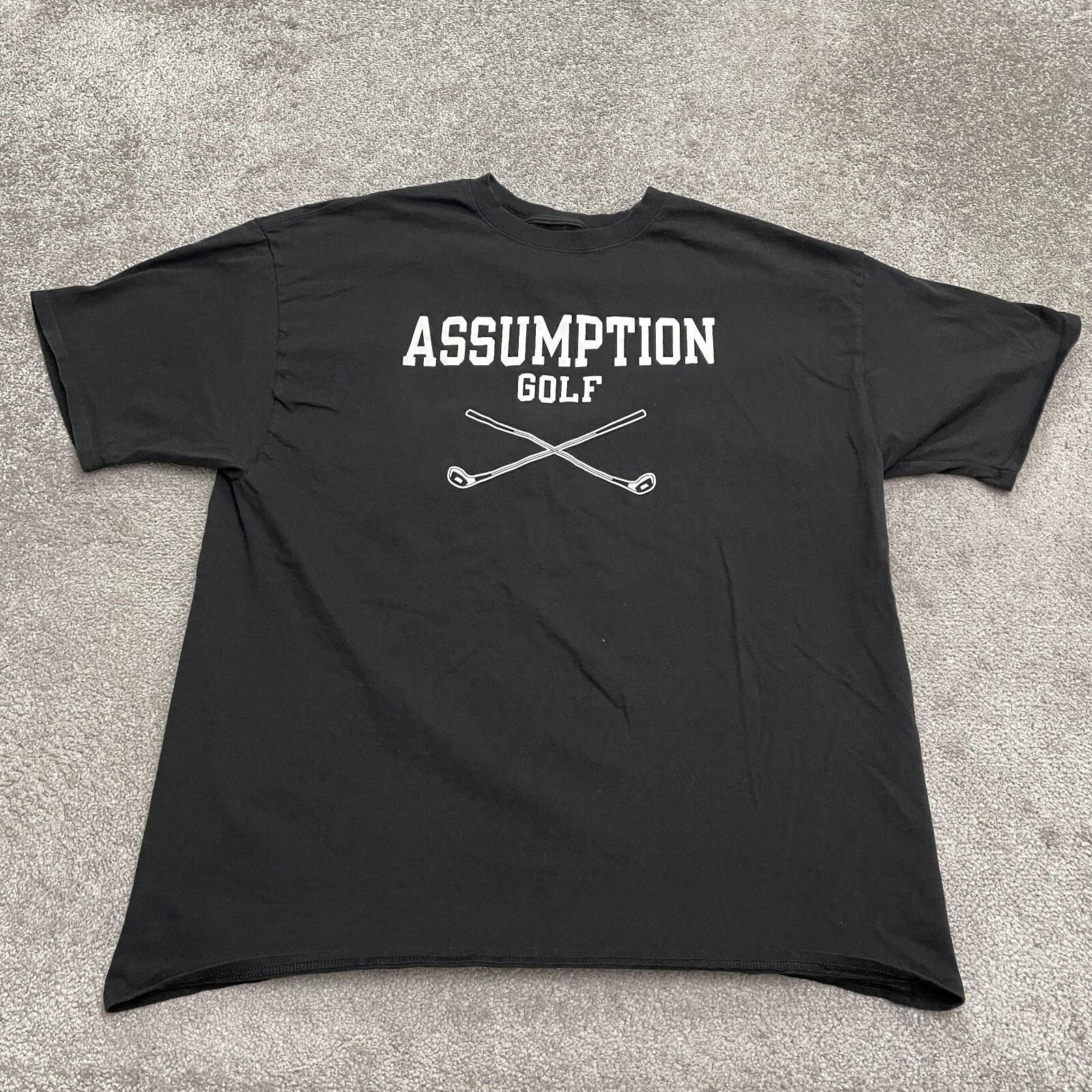 Champion Assumption Golf Graphic T-Shirt Mens 2XL Black Crew Neck Cotton Tee gallery