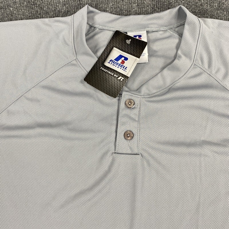 Russell Athletic Mens Two Button Placket Baseball Practice Jersey Grey Size XL gallery