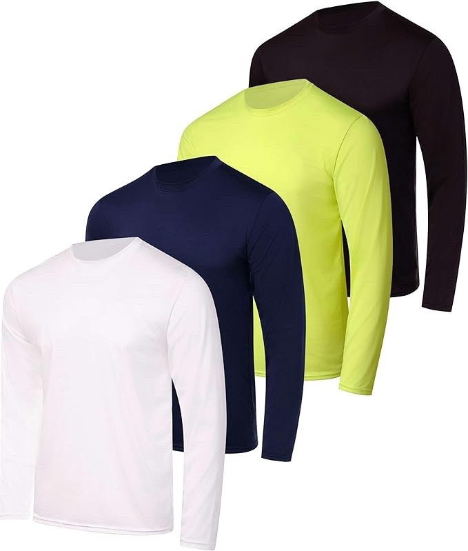 RealeSsentials Mens Dry Fit Long Sleeve Shirt Pack Large White Navy Yellow Black gallery