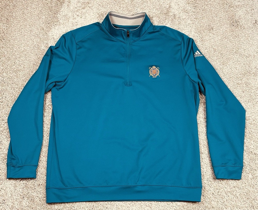 Adidas GOLF ⛳️ 1/4 Zip Pullover Men’s XL Teal Blue Performance Pine Lakes CC