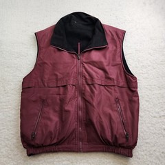 Landway Microfiber Full Zip Vest Mens Med Burgundy Golf Dad Breathable Pockets