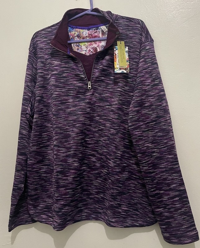 New Robert Graham Quarter Zip Pullover WATERFORD Berry X-LARGE Purple NWT gallery