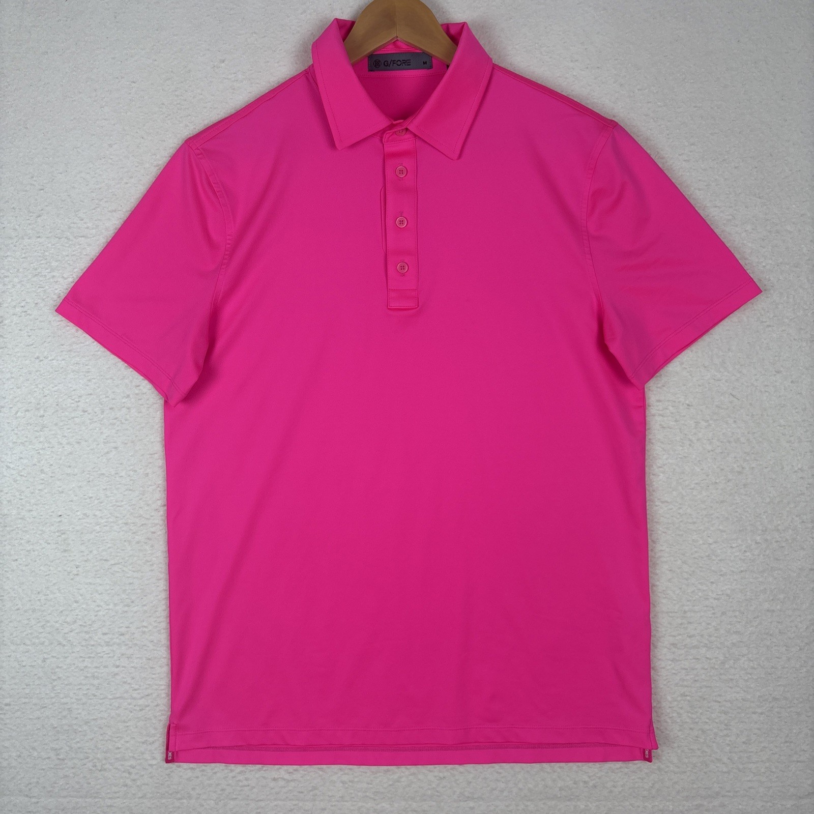G/FORE G4 Men’s Essential Tech Pique Polo Neon Pink Golf Shirt Medium gallery
