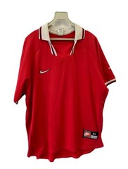 Vtg 90s Nike Blank Soccer Jersey XL Red White Made in UK Team Sports Premier#235