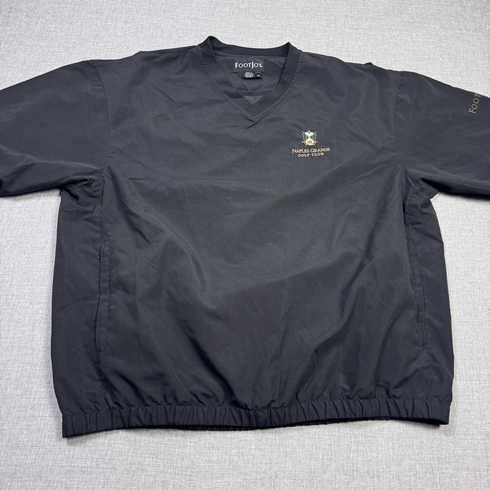 FootJoy Naples Grande Golf Club Jacket Men XL Black Short Sleeve V-Neck Pullover gallery