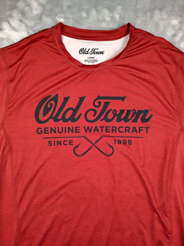 Old Town Shirt Mens Large Red Long Sleeve Fishing Watercraft Graphic Performance gallery