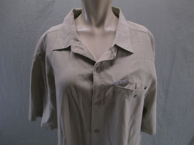 Columbia Size XL Mens Beige Short Sleeve Outdoor Hiking Button Up Shirt 646 gallery