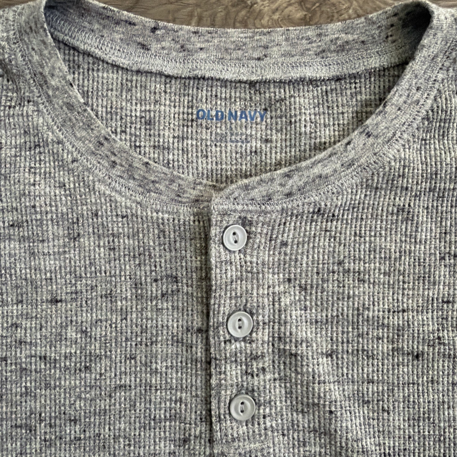 Old Navy Thermal Shirt Mens Large Gray Waffle Knit Henley Base Layer gallery
