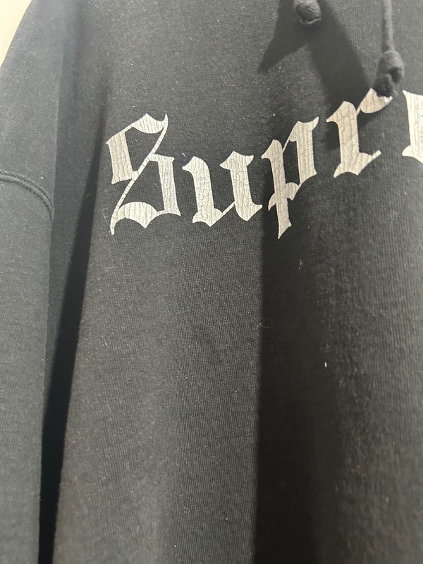 SUPREME WASHED OLD ENGLISH HOODIE BLACK SIZE XL PREOWNED gallery