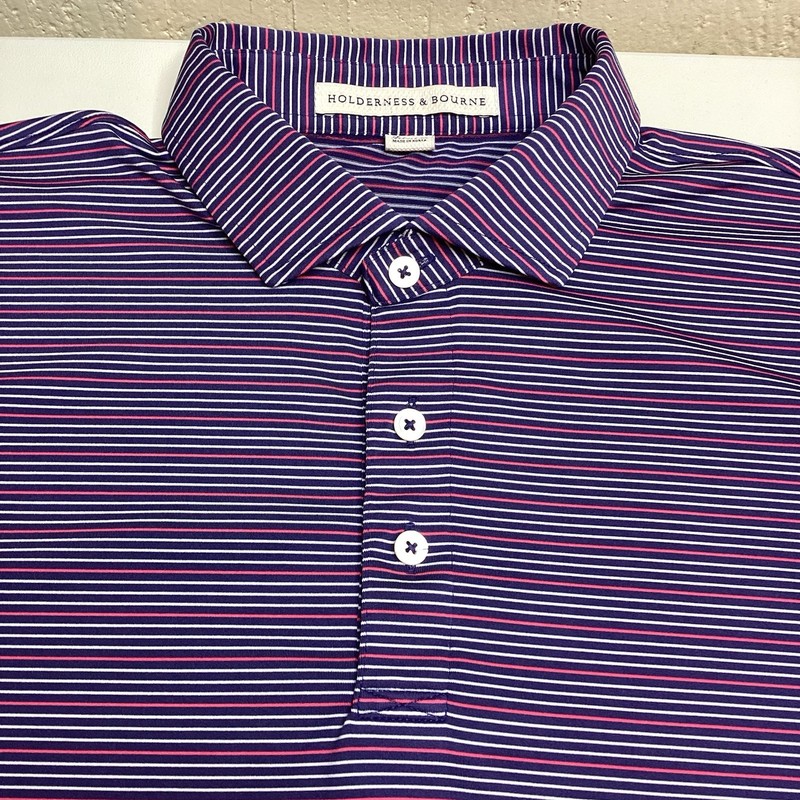 Holderness & Bourne The Sands Performance Golf Polo Mens XL Cavalier Striped gallery