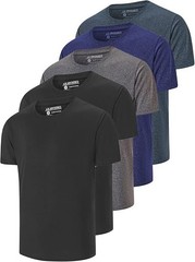Akawooko Men’s 5 Pack Dry Fit Athletic Workout Short Sleeve T-Shirts – Size 3XL
