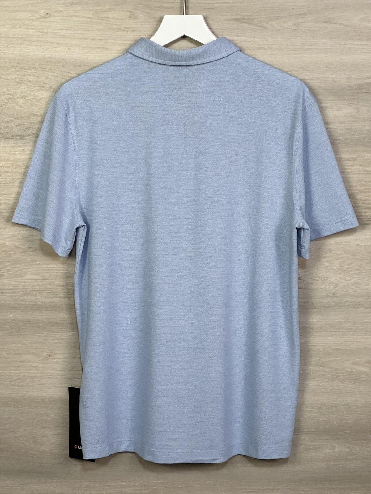 Lululemon Evolution Polo Pique Short Sleeve Size L ⛳️ Heathered Blue Linen 00071 gallery