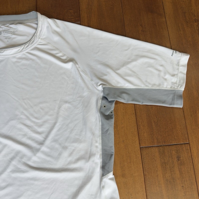 Coolibar Ultimate UPF 50+ UV Protection Performance Rash Guard Vent White/Gray L gallery