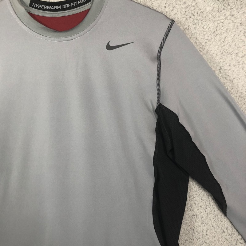 Nike Dri-Fit Pro Combat Black & Gray Men’s Long Sleeve Compression Shirt Large gallery