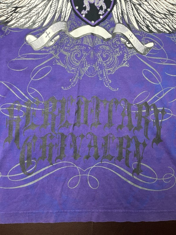 Raw Blue T Shirt Mens XL Purple Y2K Lion Wing Royalty Reigns Grunge Bedazzled gallery