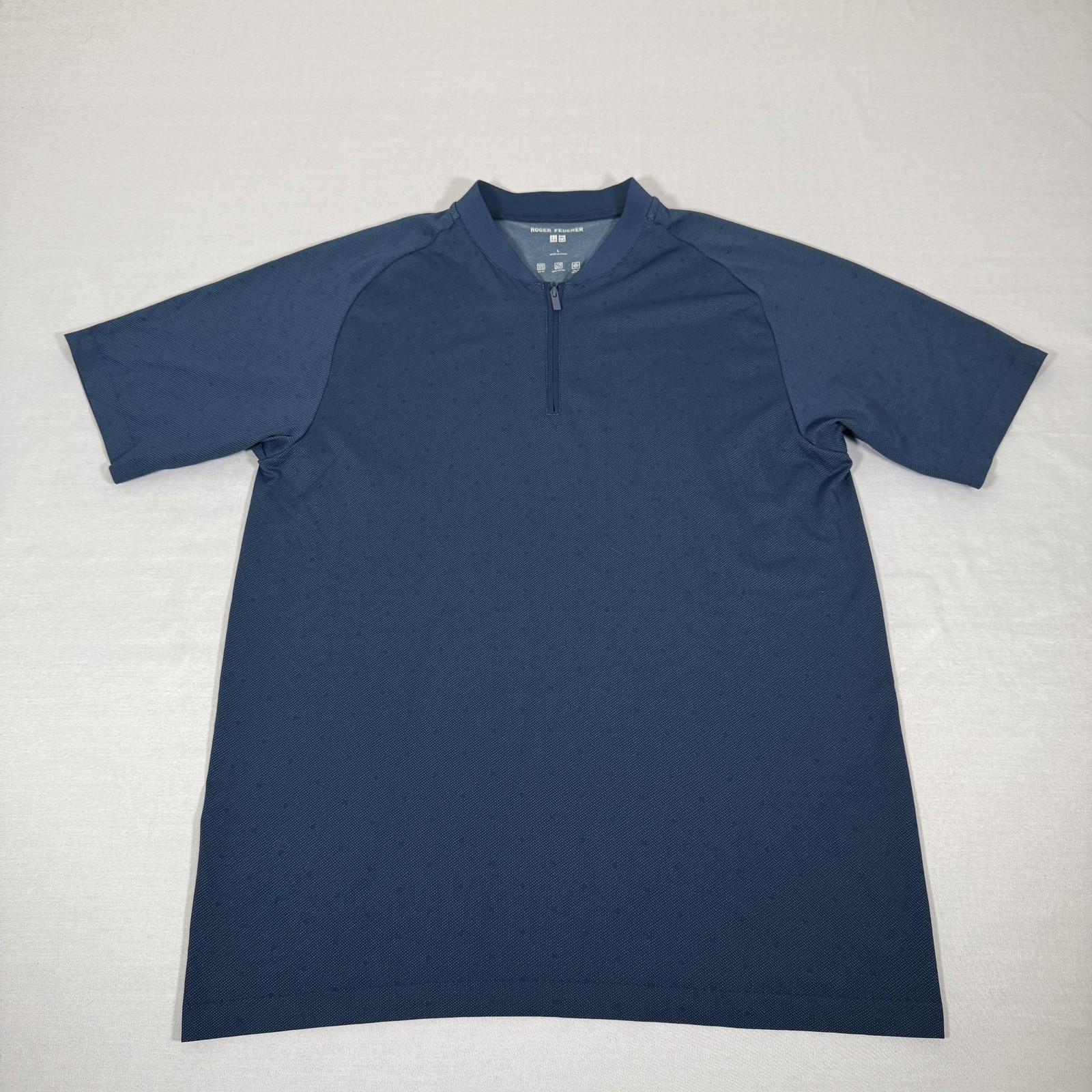Uniqlo Shirt Mens Large Blue Roger Federer Dry EX 1/4 Zip Tennis Athletic Top gallery