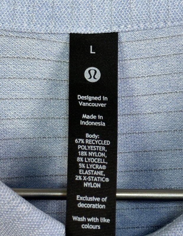 Lululemon Evolution Polo Pique Short Sleeve Size L ⛳️ Heathered Blue Linen 00071 gallery