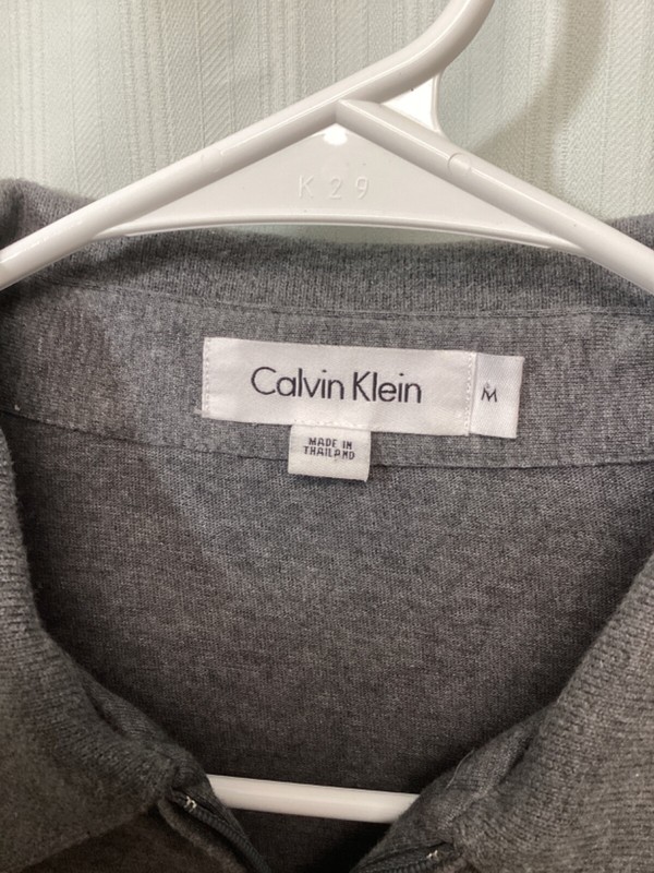 Calvin Klein Gray Medium Long Sleeve 1/4 Zip Cotton Activewear Shirt B4 gallery
