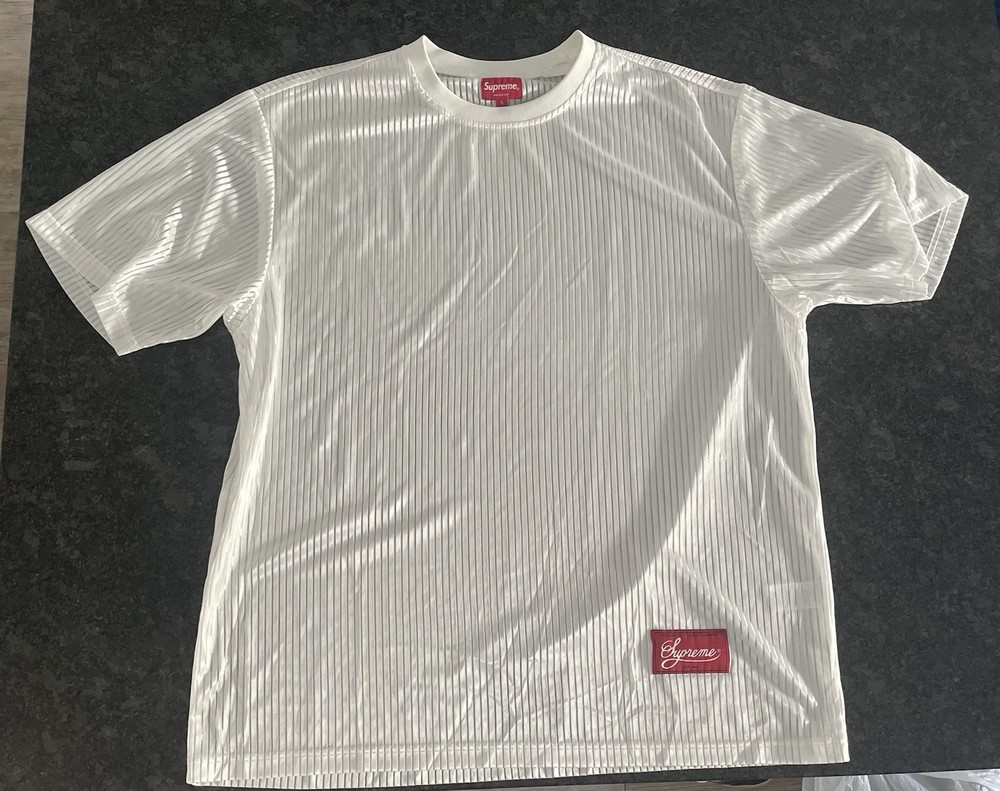 Supreme Gradient Mesh Stripe Jersey White SS23 Men’s Size L Large Patch Logo