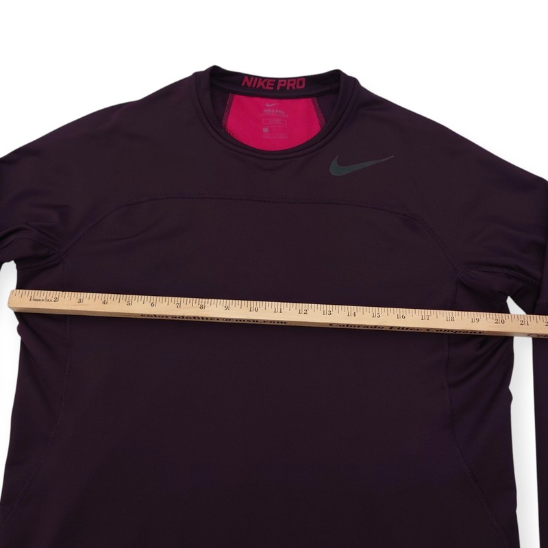 Nike Pro Hyperwarm Training Shirt Mens L Long Sleeve Plum Fitted gallery
