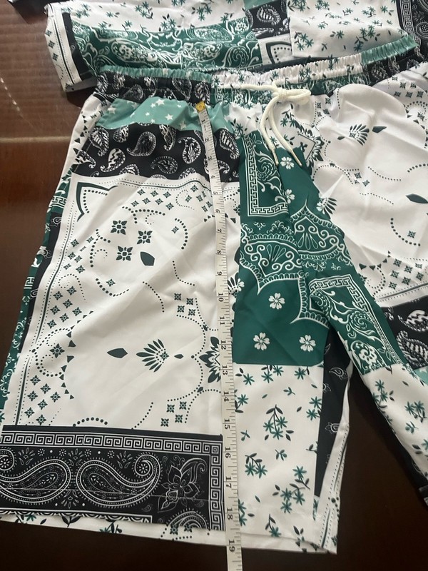 Summer Wear Top & Bottom, Men’s, Top-L Fit, Bottom XL Fit, Paisley White/black gallery