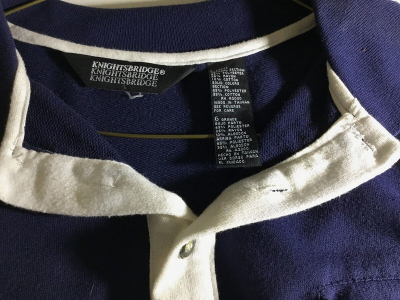 Mens Pullover White Navy Blue Cream Large Cotton Knightsbridge Pre-Owned gallery