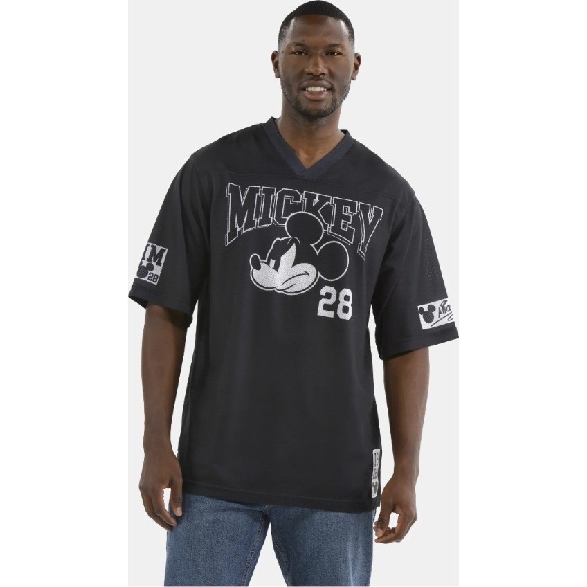 Disney Mickey Mouse Football Jersey Black Graphic Print Number 28 Men's XS gallery