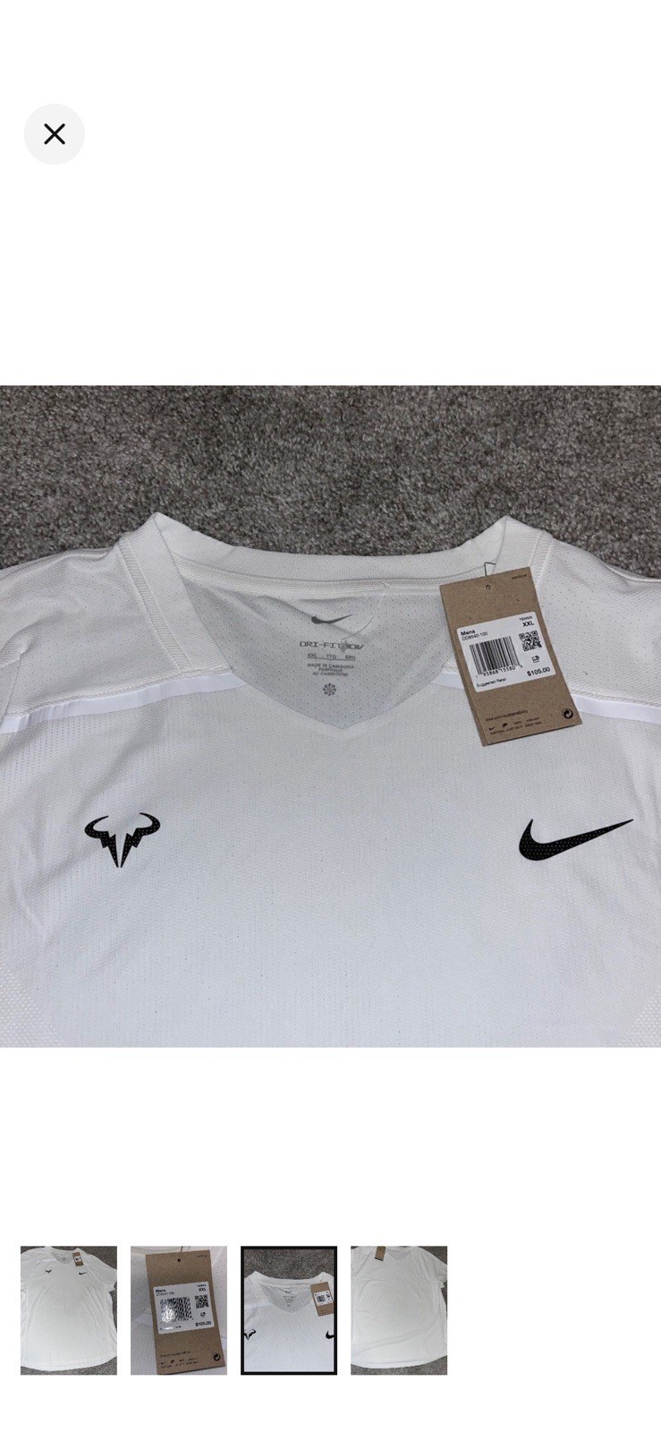 Nike Court $105 NEW Rafa Nadal Dri-FIT ADV White Tennis Shirt DD8540-100-XXL gallery