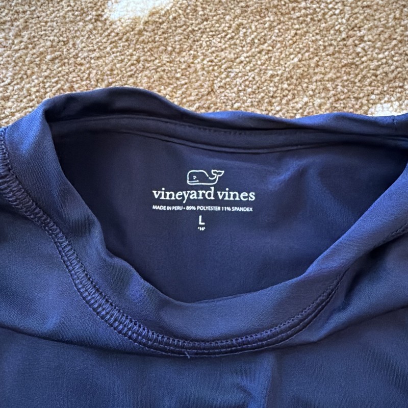 Vineyard Vines Boys Performance long sleeve whale sun tee Navy Youth Large gallery