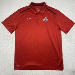 Ohio State Nike Polo Shirt Mens Large Red Short Sleeve Dri Fit