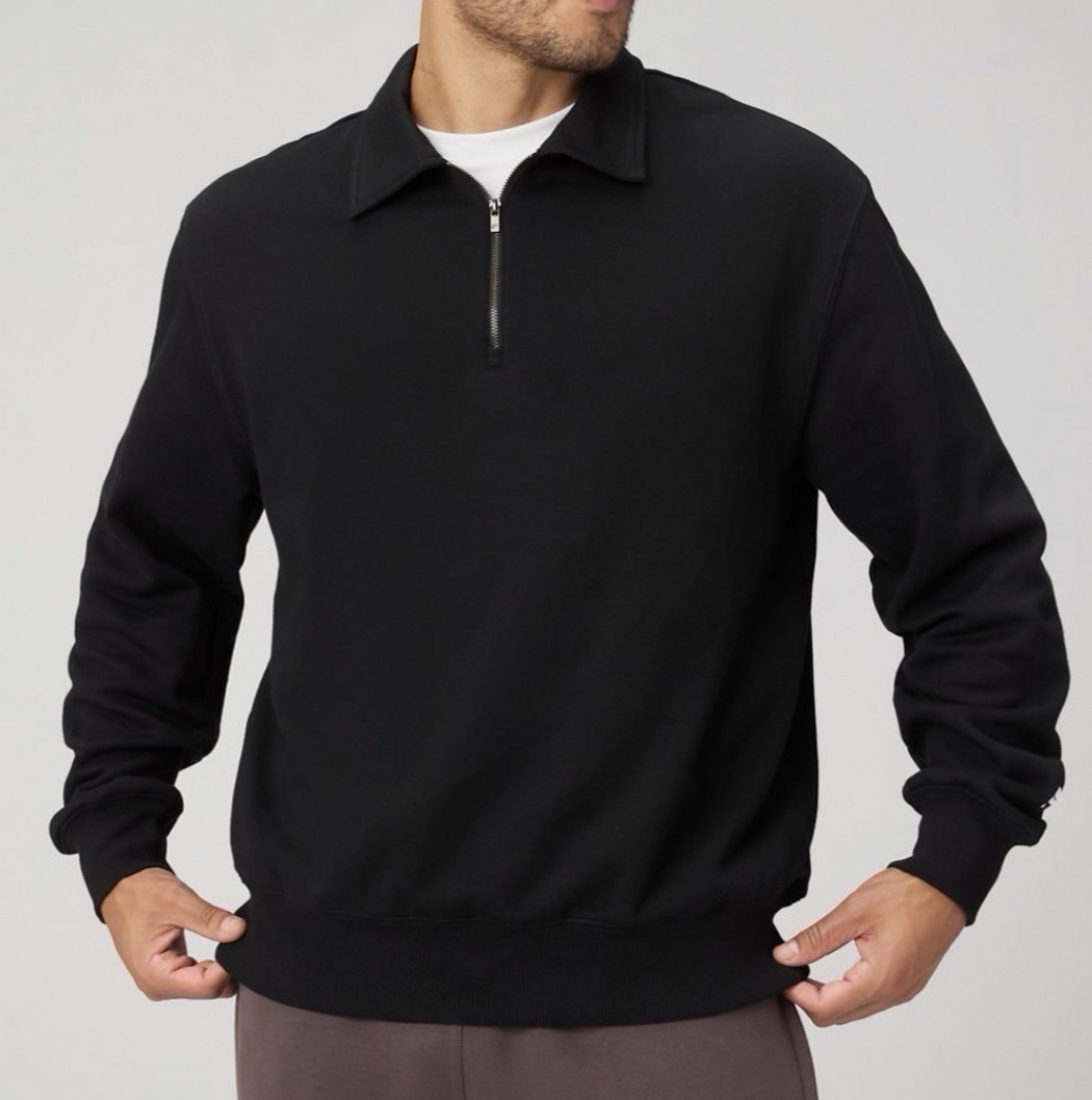Fabletics The Go To Quarter Zip Polo Men’s Size XS Black Sweatshirt NWT gallery