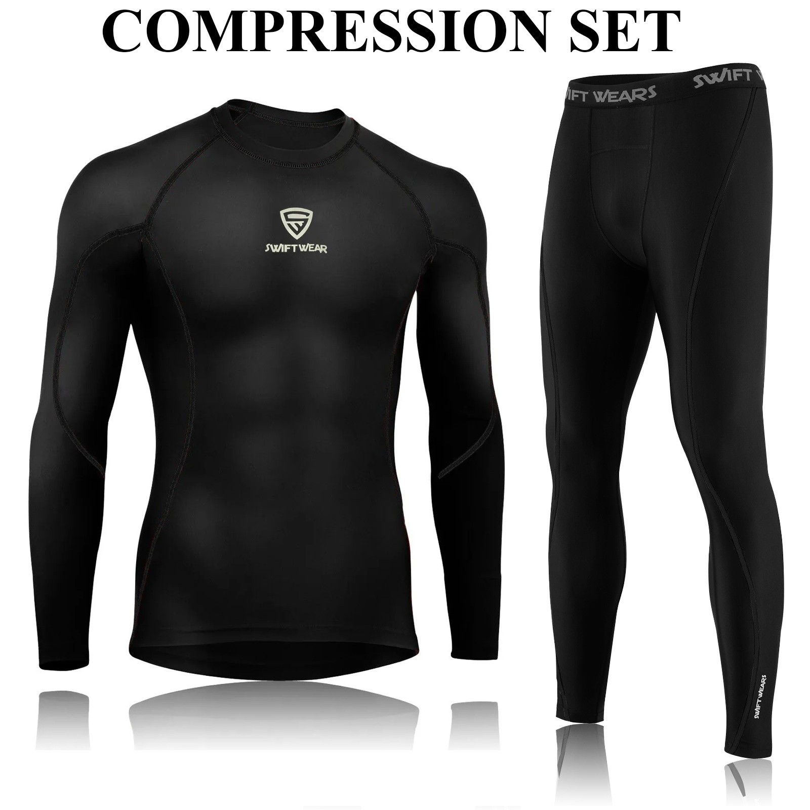 Mens Compression Armour Base layer Top Thermal Skin Fit Shirt + Leggings set UK gallery