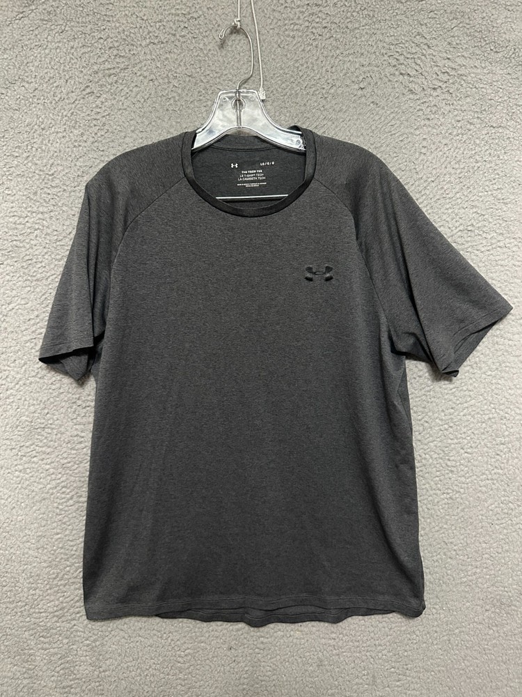 Under Armour Mens Tech Tee Shirt Size Large Gray Short Sleeve Adult Polyester