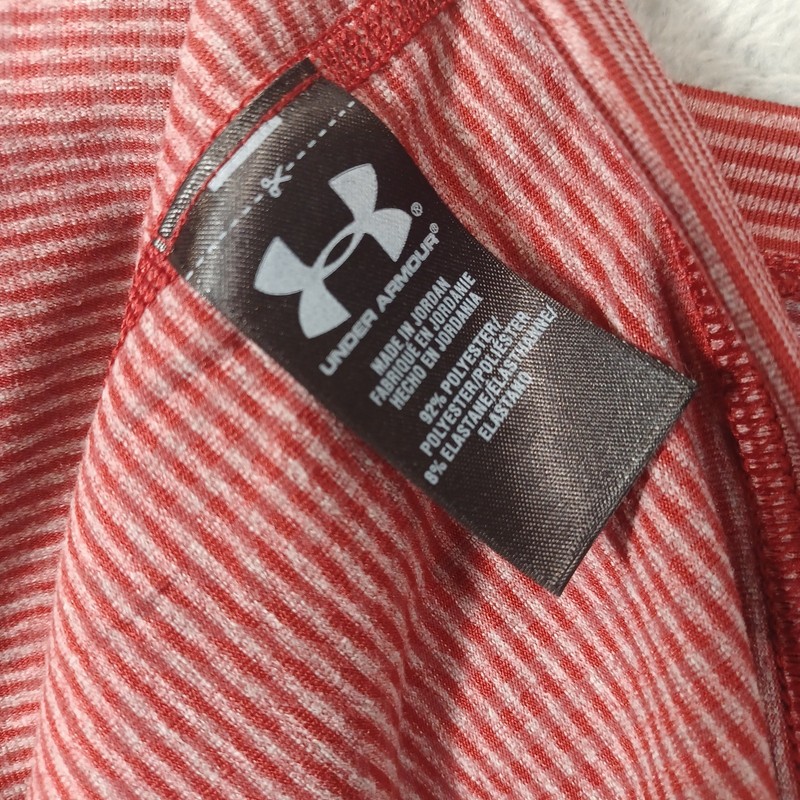 Under Armour Size MEDIUM RED Stripe Fitted Cold Gear Long Sleeve V-Neck gallery