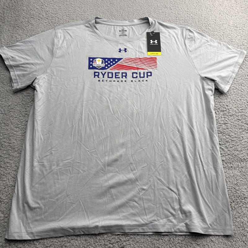 Bethpage Black 2025 Ryder Cup Shirt Mens XXL Loose S/S Stretch Under Armour Gray gallery