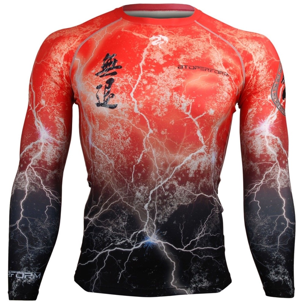 NO RETREAT -Red Compression Under Skin Tight Print Base layer Rash guard MMA Gym