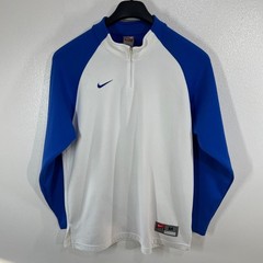 Nike Team Fit Dry 1/4 Zip Mens Medium Blue White Long Sleeve Athletic
