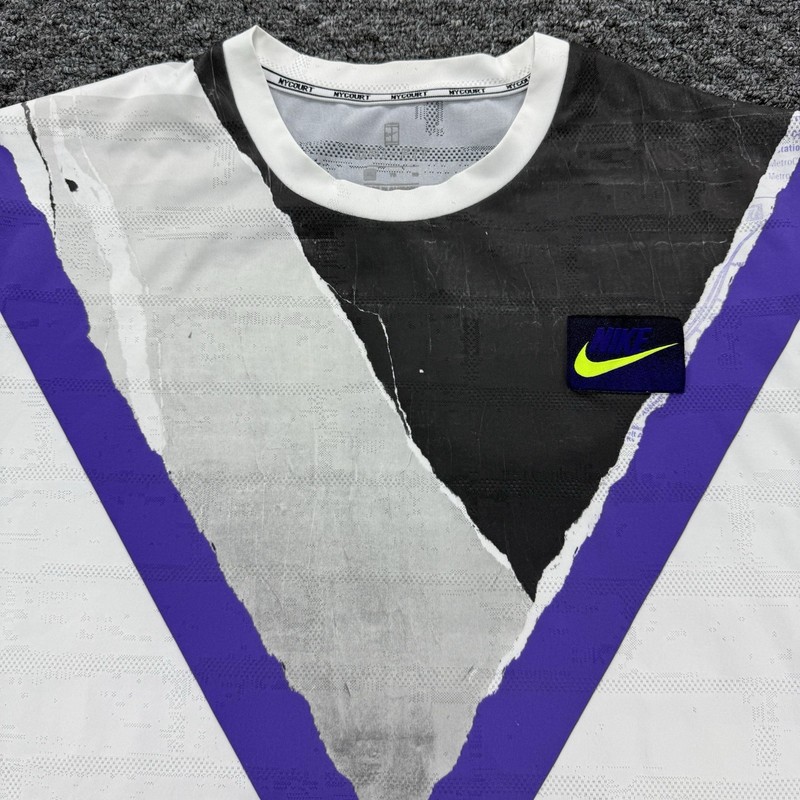 Nike Court Shirt Men XL White Purple NY Challenger Crew Tennis Dri Fit AT4235 gallery