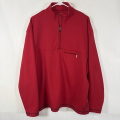 Cabelas 1/4 Zip Fleece Lined Pullover Mens Size XL Red Zipper Pocket Logo