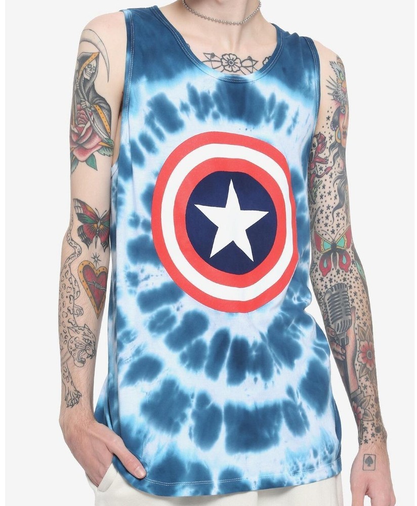 Marvel Adult Captain America Tie Dye Tank Top