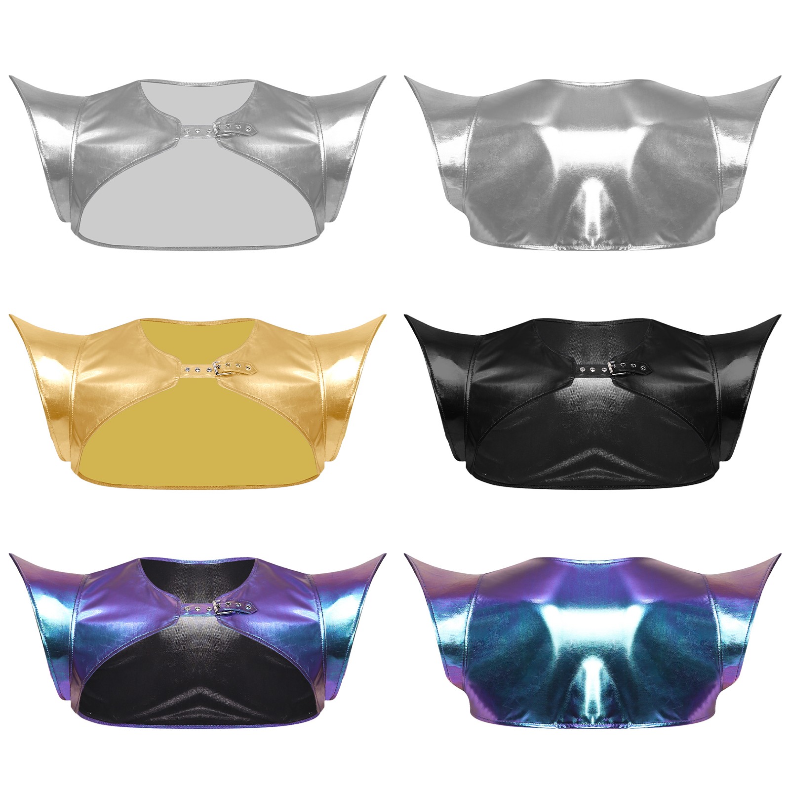 US Men Metallic Fancy Shiny Shoulder Armor Structured Armor Shrug Chest Harness gallery