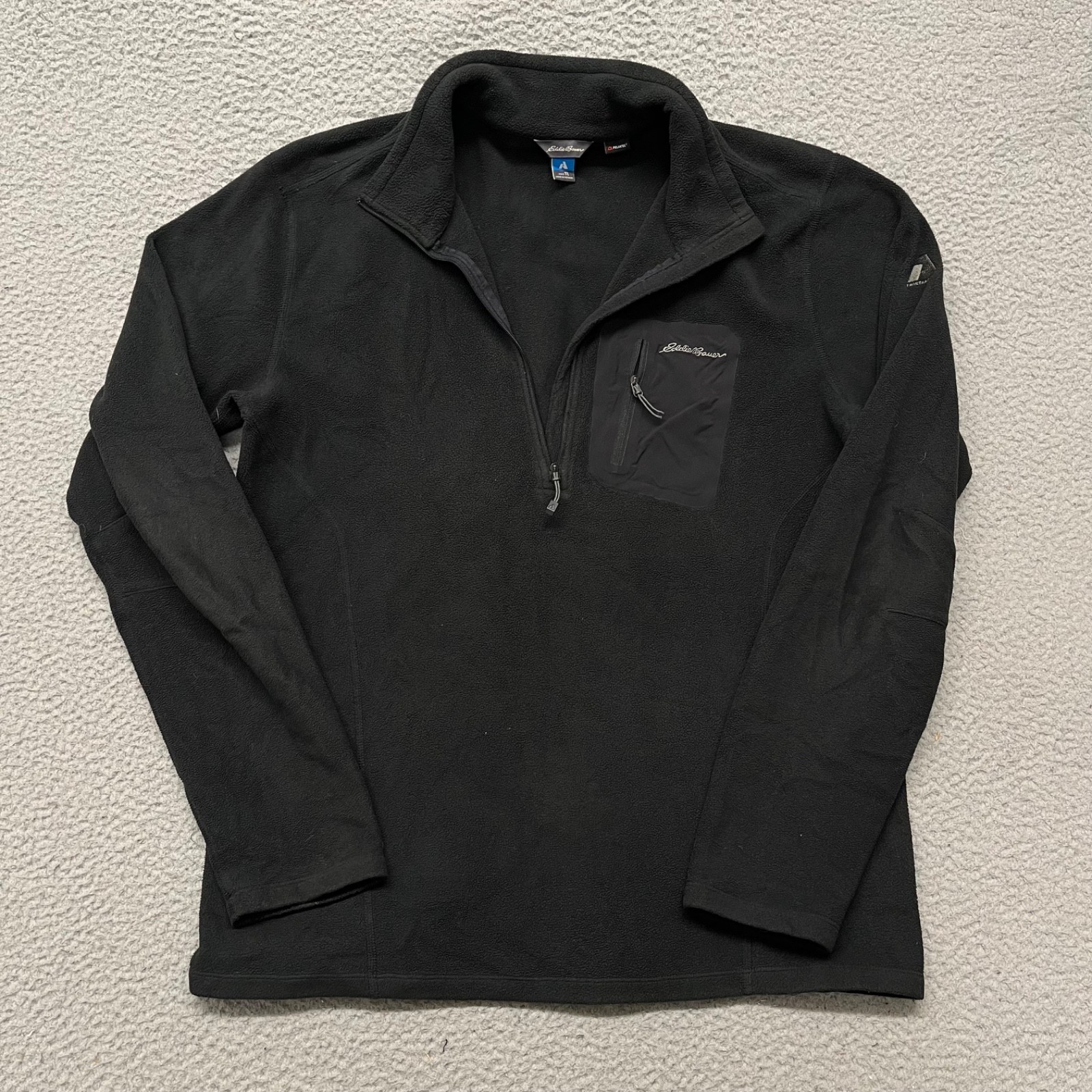 Eddie Bauer First Ascent Pullover Mens L Tall Black Fleece 1/4 Zip Polartec gallery