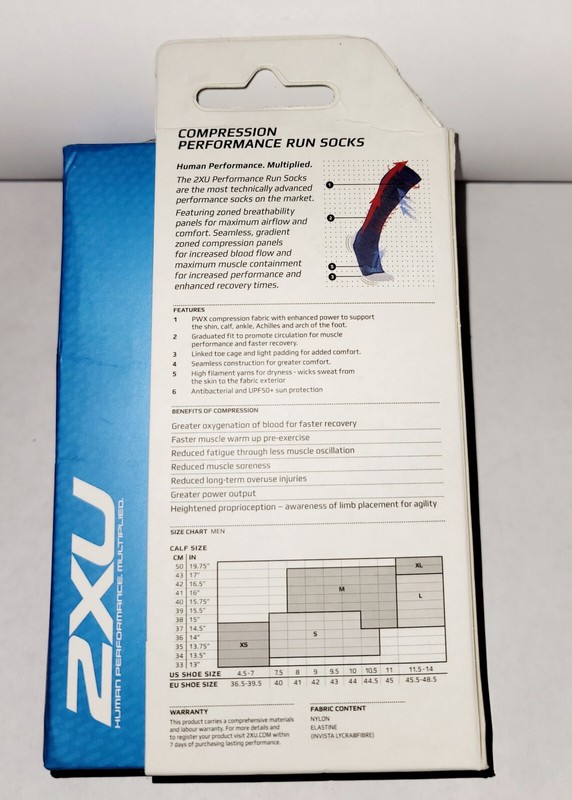 ***2XU Men's Performance Run Compression Socks (MA2442e) Navy/Red (Size: XS)*** gallery