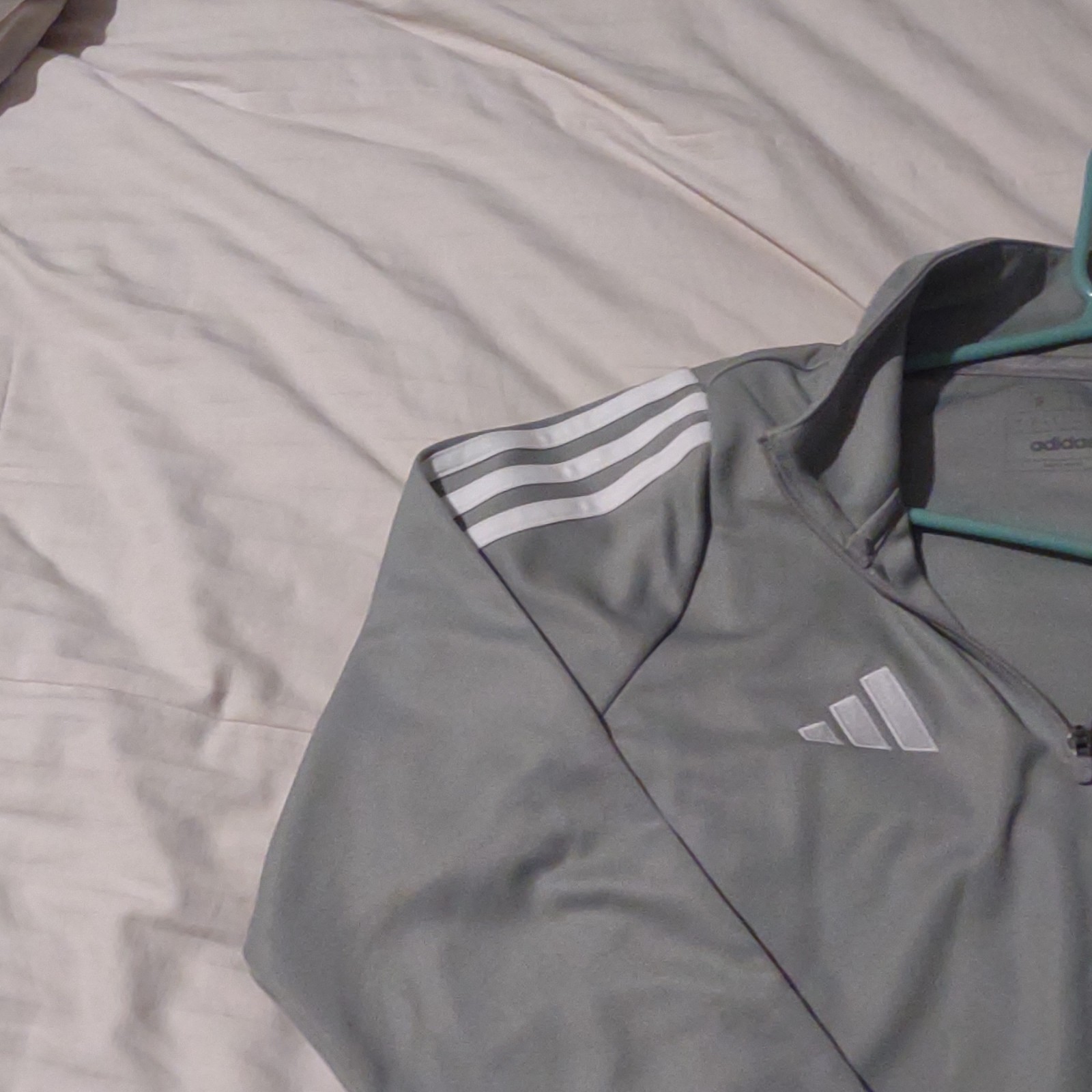 adidas AEROREADY Men's 1/4 Zip Mock Neck Pullover Gray/White Size S gallery
