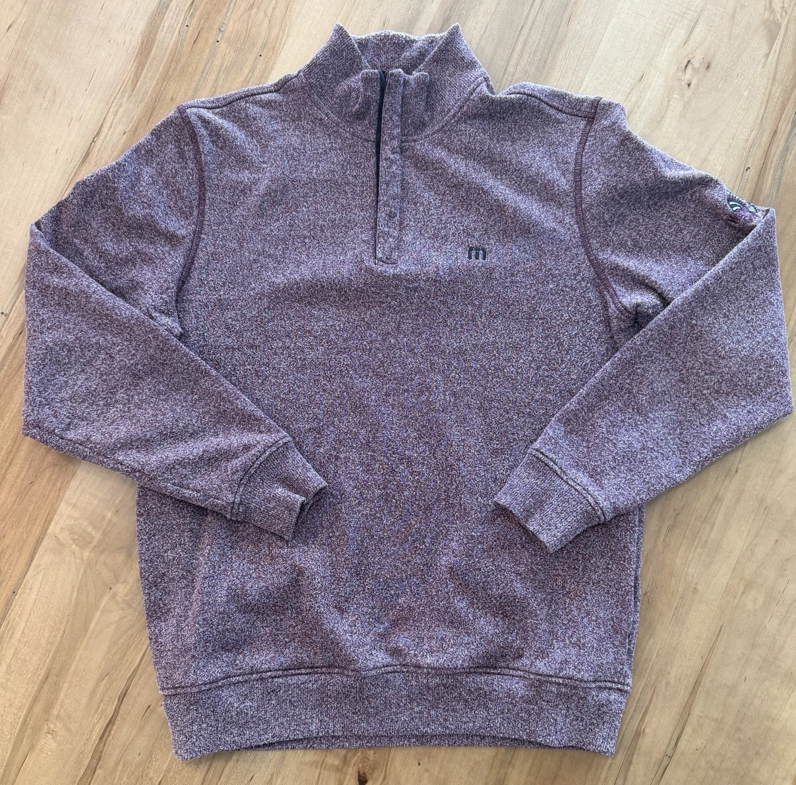 Travis Mathew Pullover Sweater Men's M Purple Quarter Zip Pockets Stretch Golf gallery