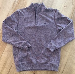 Travis Mathew Pullover Sweater Men’s M Purple Quarter Zip Pockets Stretch Golf