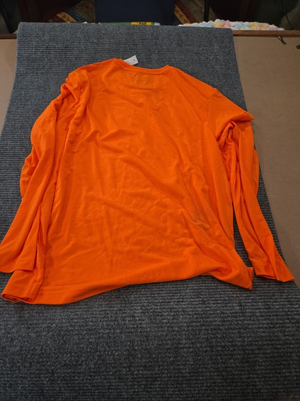 Men's Size 2XL Long Sleeve Moisture Wicking T-shirt Bright Orange And Grey gallery